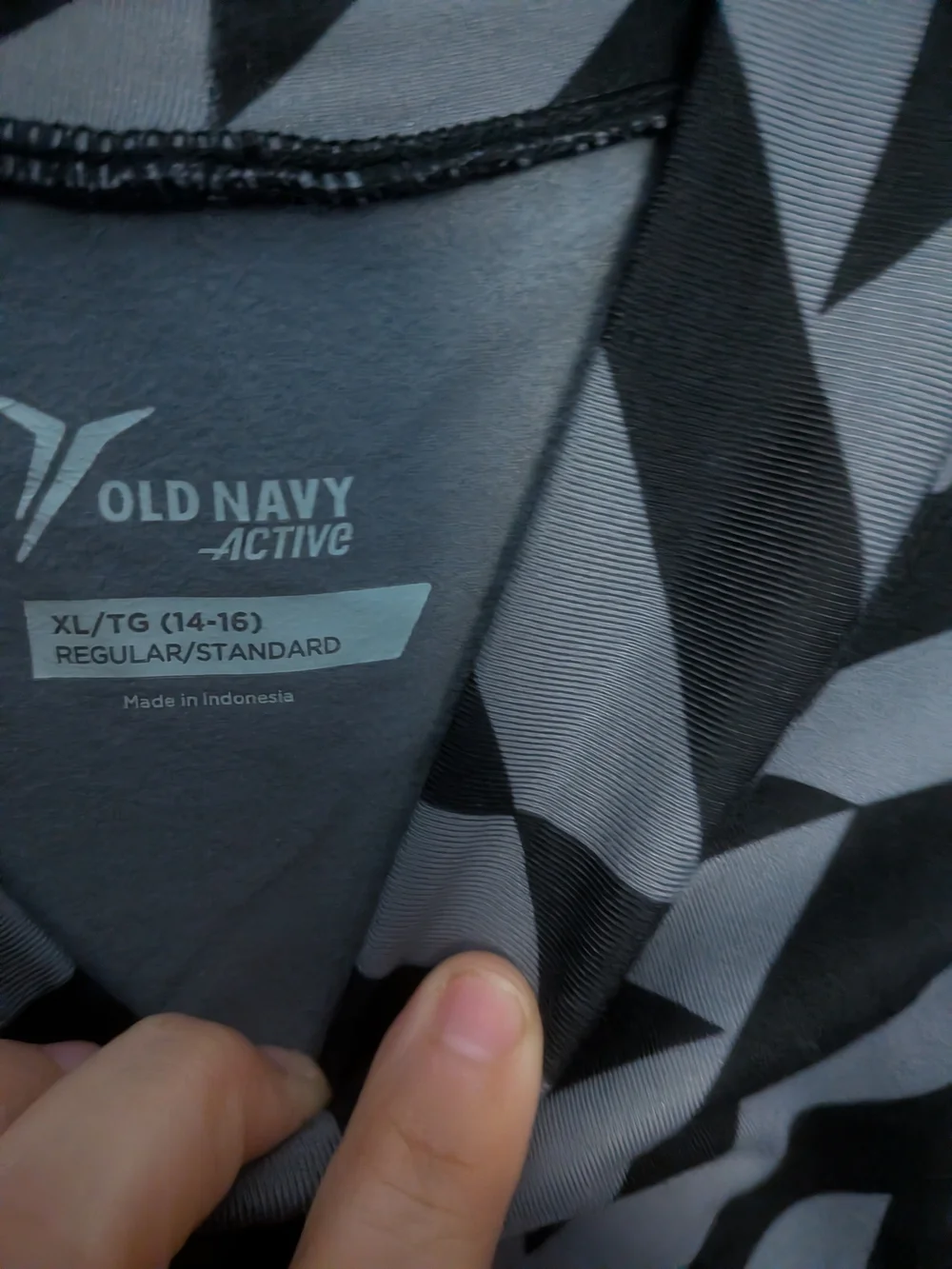 Old Navy Kid's Gray & Black Geometric Long Sleeve Active Wear Mesh Venting Cool